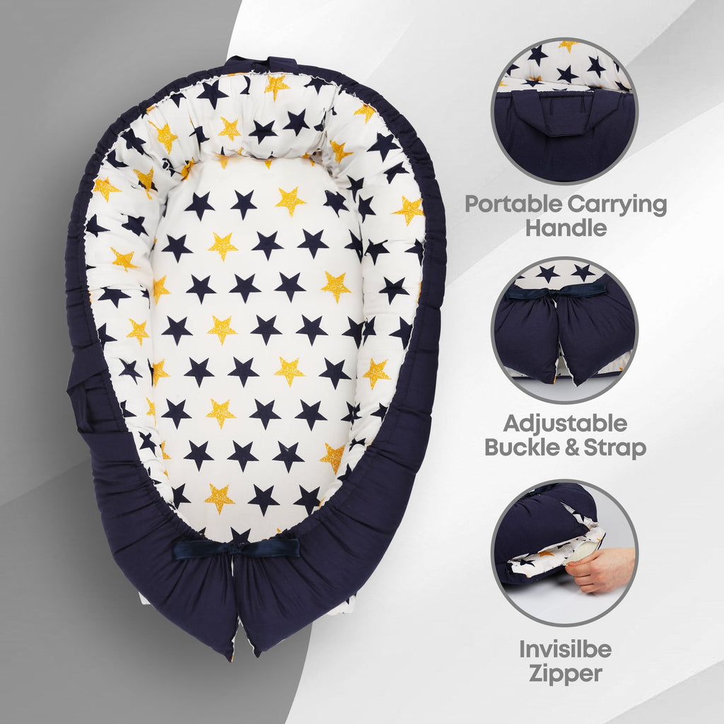 Baby Nest Lounger – Portable Co-Sleeper for Newborns | Breathable, Washable, Travel-Friendly Baby Pod